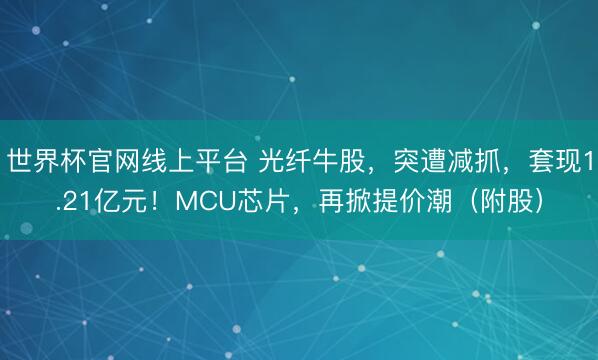 世界杯官网线上平台 光纤牛股，突遭减抓，套现1.21亿元！MCU芯片，再掀提价潮（附股）